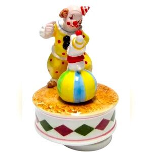 Ebeling & Reuss 1984 puppy & Clown Music Box in box nursery decor collectible